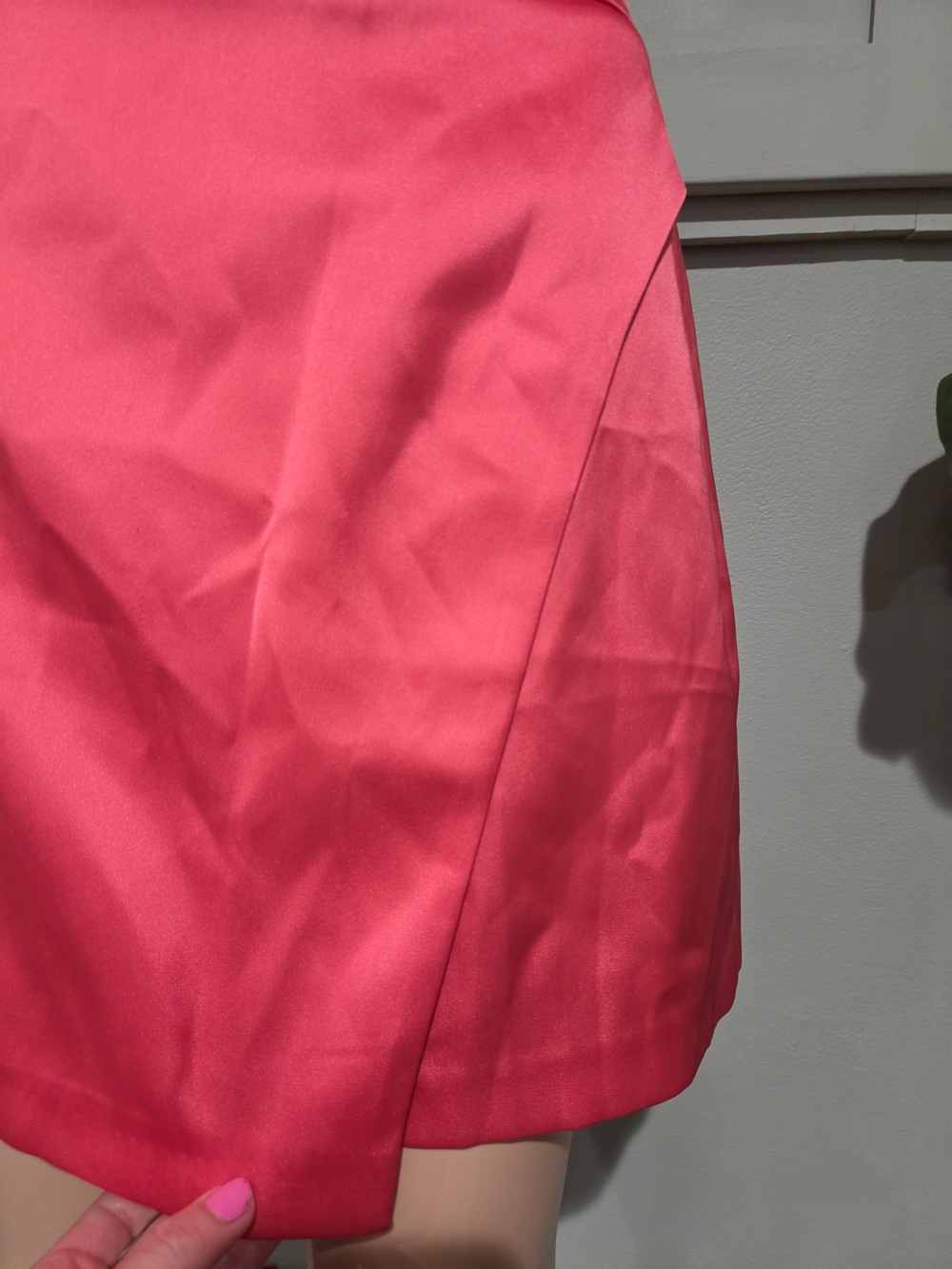 Zara NWT Coral Pink Satin Fold Over Style Mini Skirt Size S - Picture 8 of 16